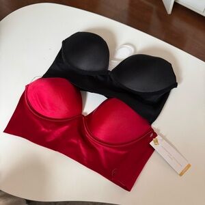 Adrienne Vittadini Black and Red Bra Set